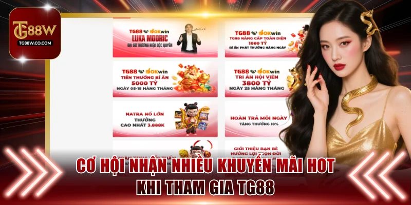 Cơ hội nhận nhiều khuyến mãi hot khi tham gia TG88